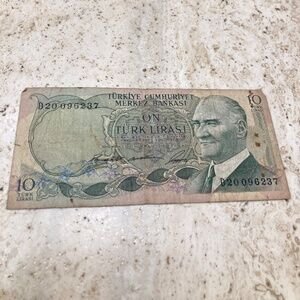 Ten Lira Banknote From Turkey 1966